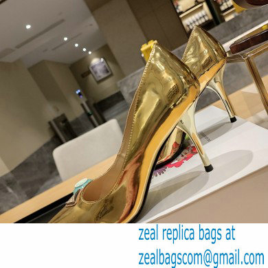 Prada Heel 8.5cm leather pumps 1I001N Metallic Gold 2023 - Click Image to Close