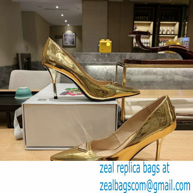 Prada Heel 8.5cm leather pumps 1I001N Metallic Gold 2023