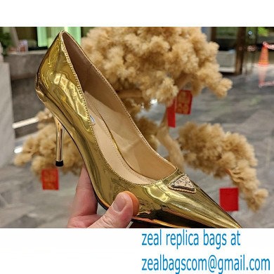 Prada Heel 8.5cm leather pumps 1I001N Metallic Gold 2023