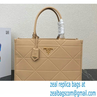 Prada Large leather Symbole bag with topstitching 1BA377 Beige 2023