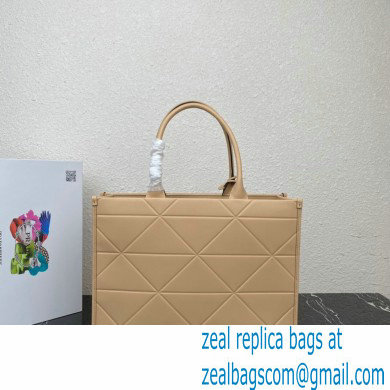 Prada Large leather Symbole bag with topstitching 1BA377 Beige 2023