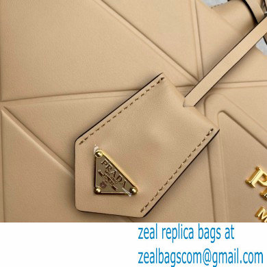 Prada Large leather Symbole bag with topstitching 1BA377 Beige 2023