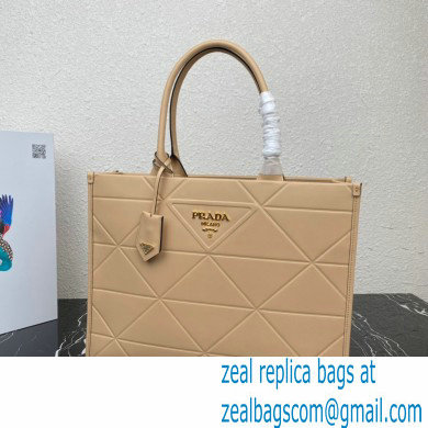 Prada Large leather Symbole bag with topstitching 1BA377 Beige 2023