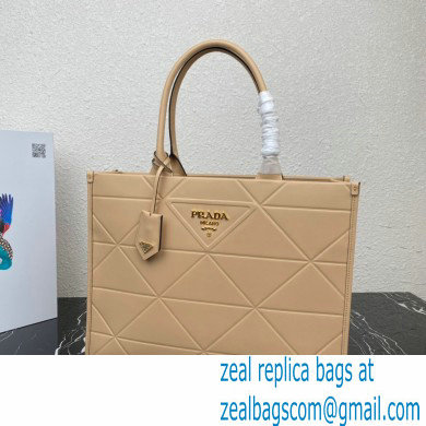 Prada Large leather Symbole bag with topstitching 1BA377 Beige 2023 - Click Image to Close