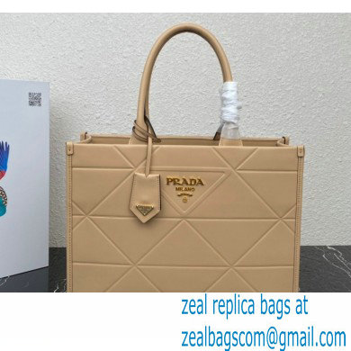 Prada Medium leather Symbole bag with topstitching 1BA378 Beige 2023 - Click Image to Close