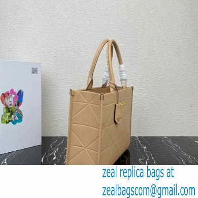 Prada Medium leather Symbole bag with topstitching 1BA378 Beige 2023