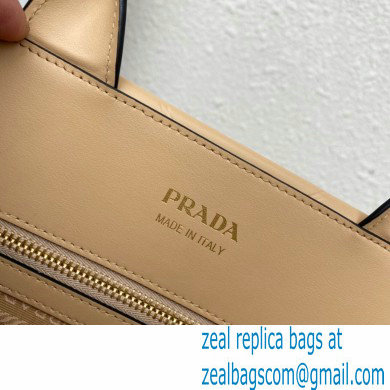 Prada Medium leather Symbole bag with topstitching 1BA378 Beige 2023