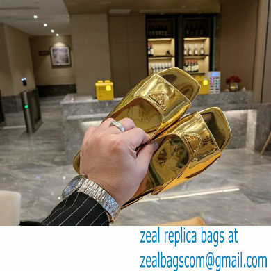 Prada Metallic leather slides Gold 2023 - Click Image to Close