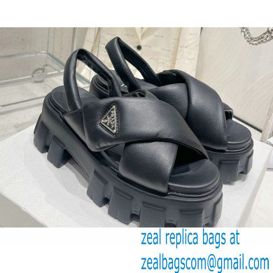 Prada Monolith padded nappa leather sandals Black 2023