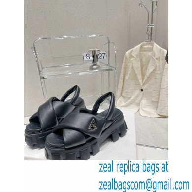 Prada Monolith padded nappa leather sandals Black 2023 - Click Image to Close