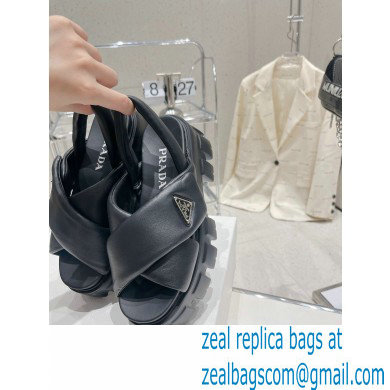 Prada Monolith padded nappa leather sandals Black 2023