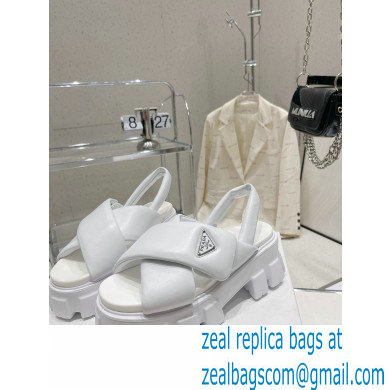 Prada Monolith padded nappa leather sandals White 2023 - Click Image to Close