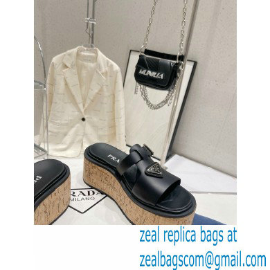 Prada Rubber wedge platform sandals 1XX641 Black 2023