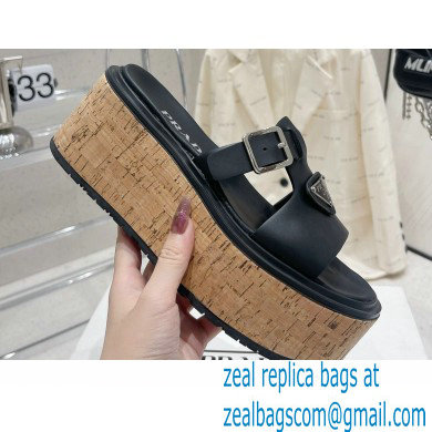 Prada Rubber wedge platform sandals 1XX641 Black 2023 - Click Image to Close