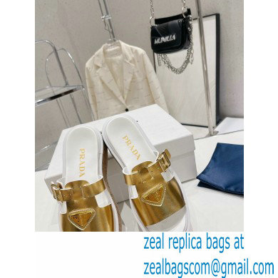 Prada Rubber wedge platform sandals 1XX641 Gold 2023