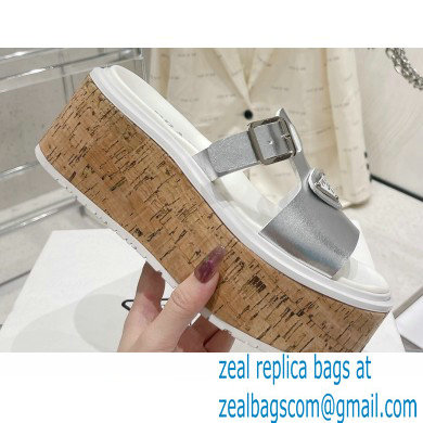 Prada Rubber wedge platform sandals 1XX641 Silver 2023 - Click Image to Close