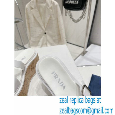 Prada Rubber wedge platform sandals 1XX641 White 2023