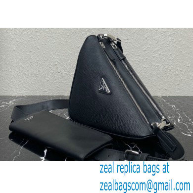 Prada Saffiano leather and leather shoulder bag 2VH157 Black 2023 - Click Image to Close