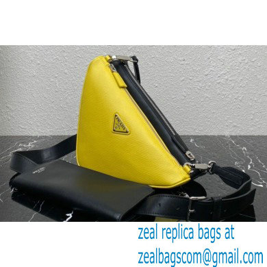 Prada Saffiano leather and leather shoulder bag 2VH157 Black/Yellow 2023