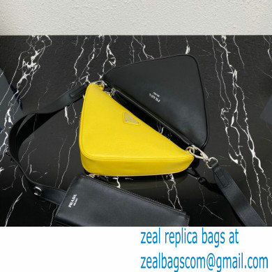 Prada Saffiano leather and leather shoulder bag 2VH157 Black/Yellow 2023