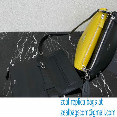 Prada Saffiano leather and leather shoulder bag 2VH157 Black/Yellow 2023