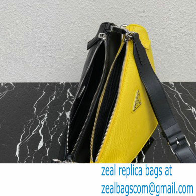 Prada Saffiano leather and leather shoulder bag 2VH157 Black/Yellow 2023