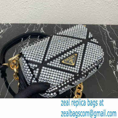 Prada Satin mini-bag with crystals 1BD329 Black 2023