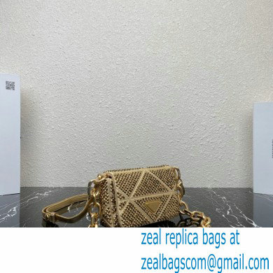 Prada Satin mini-bag with crystals 1BD329 Gold 2023 - Click Image to Close