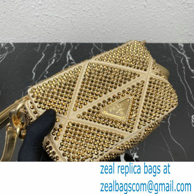 Prada Satin mini-bag with crystals 1BD329 Gold 2023 - Click Image to Close