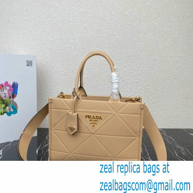 Prada Small leather Symbole bag with topstitching 1BA379 Beige 2023