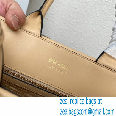 Prada Small leather Symbole bag with topstitching 1BA379 Beige 2023