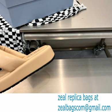 Prada Soft padded nappa leather thong wedge sandals Beige 2023