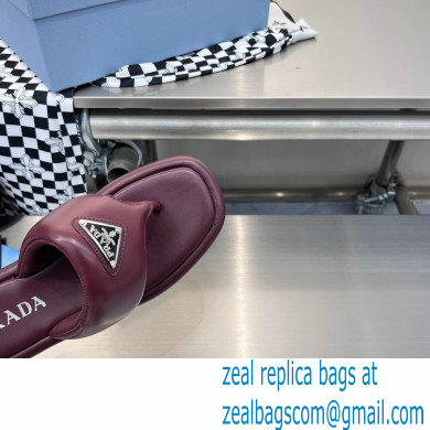 Prada Soft padded nappa leather thong wedge sandals Burgundy 2023 - Click Image to Close