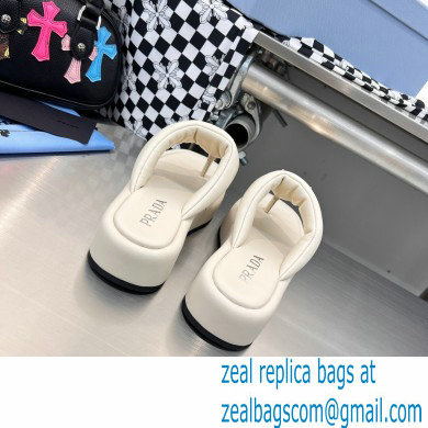 Prada Soft padded nappa leather thong wedge sandals White 2023 - Click Image to Close