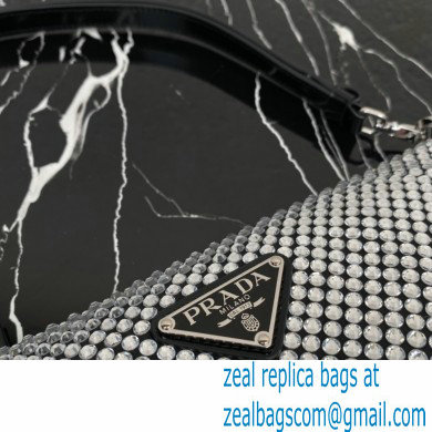 Prada Triangle satin mini-bag with crystals 1BC190 Black 2023 - Click Image to Close