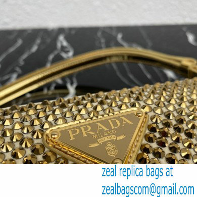 Prada Triangle satin mini-bag with crystals 1BC190 Gold 2023