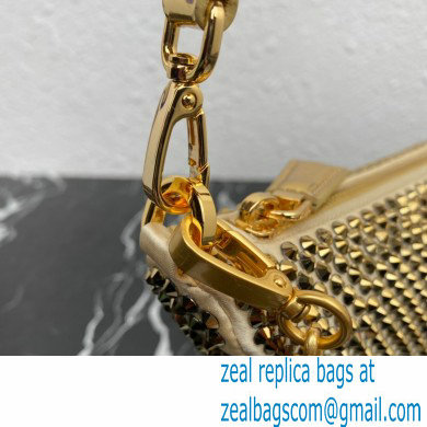 Prada Triangle satin mini-bag with crystals 1BC190 Gold 2023