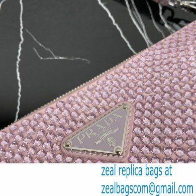 Prada Triangle satin mini-bag with crystals 1BC190 Pink 2023 - Click Image to Close