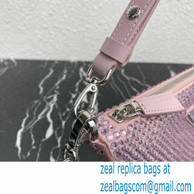 Prada Triangle satin mini-bag with crystals 1BC190 Pink 2023 - Click Image to Close