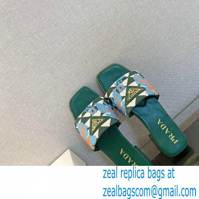 Prada Triangolo Ibiscus Flat Slide Sandals Green 2023 - Click Image to Close