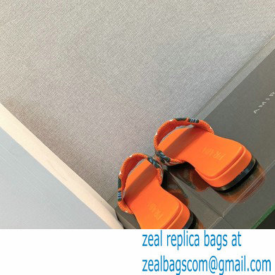 Prada Triangolo Ibiscus Flat Slide Sandals Orange 2023