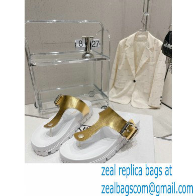 Prada metal buckle Rubber flip-flops Sandals Gold 2023 - Click Image to Close
