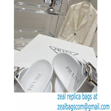 Prada metal buckle Rubber flip-flops Sandals Silver 2023