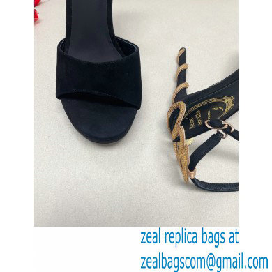 Rene Caovilla Heel 12cm Morgana crystal platform Sandals Suede Black - Click Image to Close