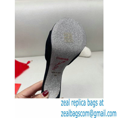 Rene Caovilla Heel 12cm Morgana crystal platform Sandals Suede Black - Click Image to Close