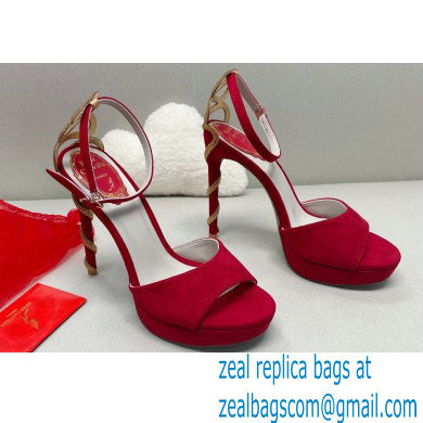 Rene Caovilla Heel 12cm Morgana crystal platform Sandals Suede Red