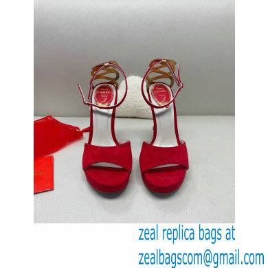 Rene Caovilla Heel 12cm Morgana crystal platform Sandals Suede Red - Click Image to Close