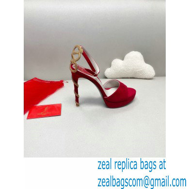 Rene Caovilla Heel 12cm Morgana crystal platform Sandals Suede Red