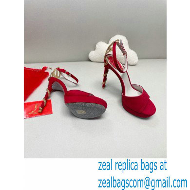 Rene Caovilla Heel 12cm Morgana crystal platform Sandals Suede Red