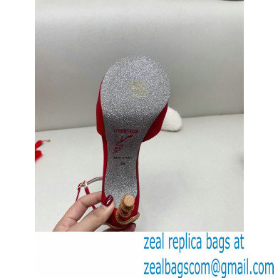 Rene Caovilla Heel 12cm Morgana crystal platform Sandals Suede Red - Click Image to Close
